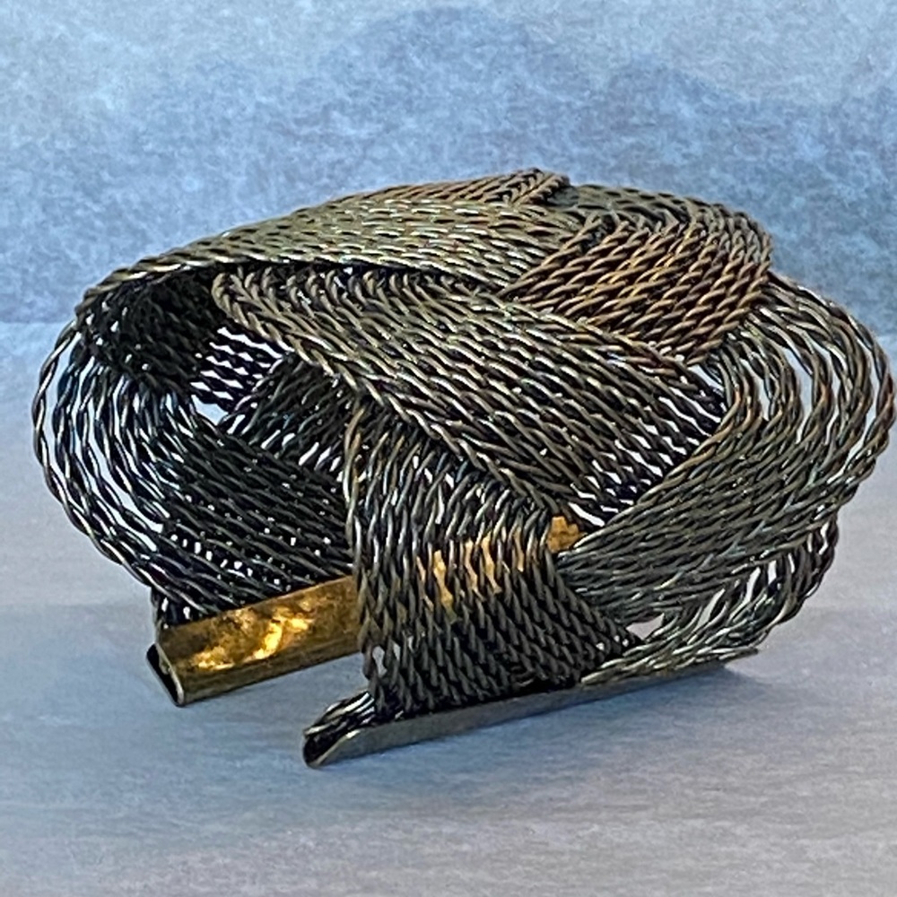 Vintage Primitive Woven Metal Mesh Cuff Bracelet